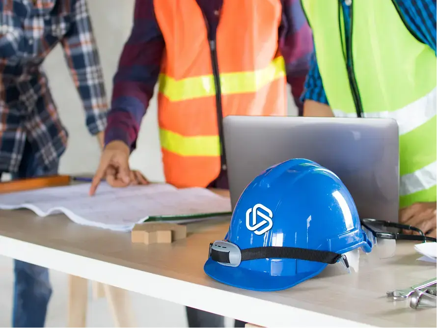 C&S branded blue hard hat