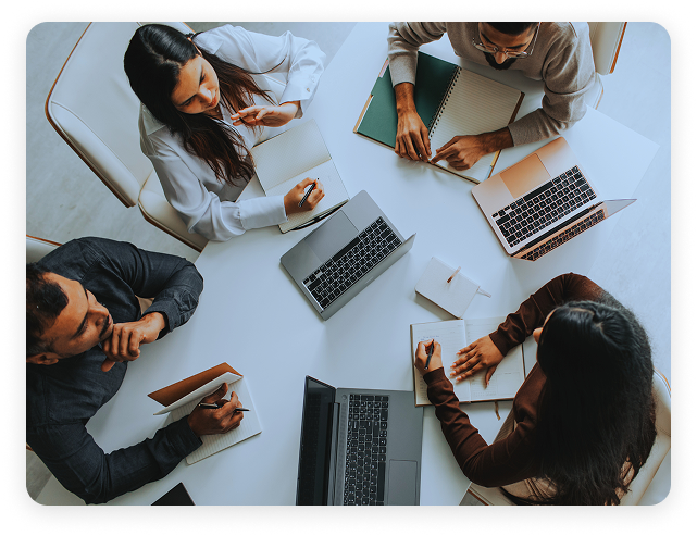 Team collaborating in a modern office