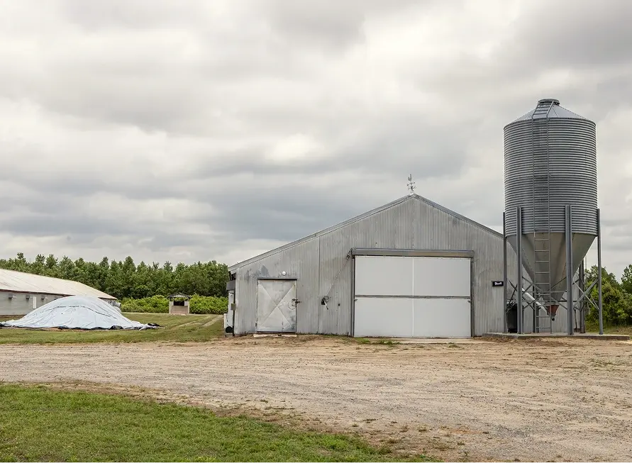 Commercial poultry broiler farm